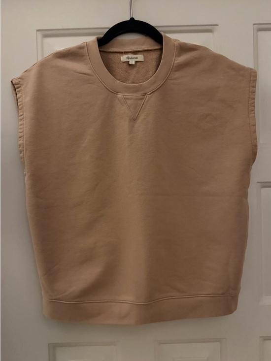 Madewell Tops - Madewell French Terry Sleeveless Sweatshirt Crewneck Sweater in Warm Tan